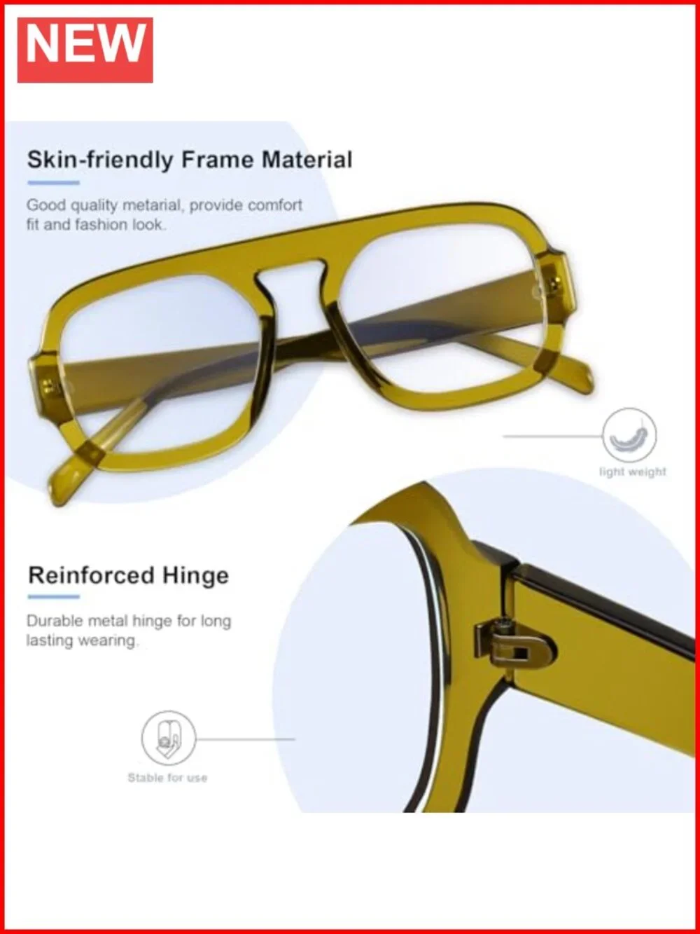 Blue Light Blocking Glasses Square Flat Top Computer Eyeglasses Anti Eyestrain